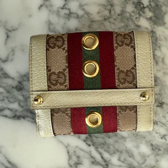 Gucci GG‎ Ophidia Wallet Leather Web Ivory/White, Rare - Picture 2 of 10